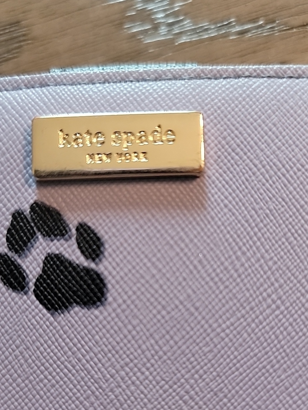 kate spade RARE Lilac Wallet with Black Paw Print and Gold Plaque - Picture 4 of 15